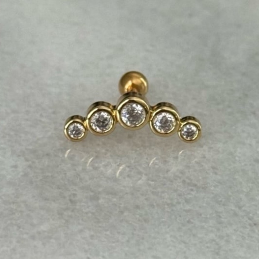 Gold Round Crystal Arch Cartilage Earring Brand New - Picture 2 of 5
